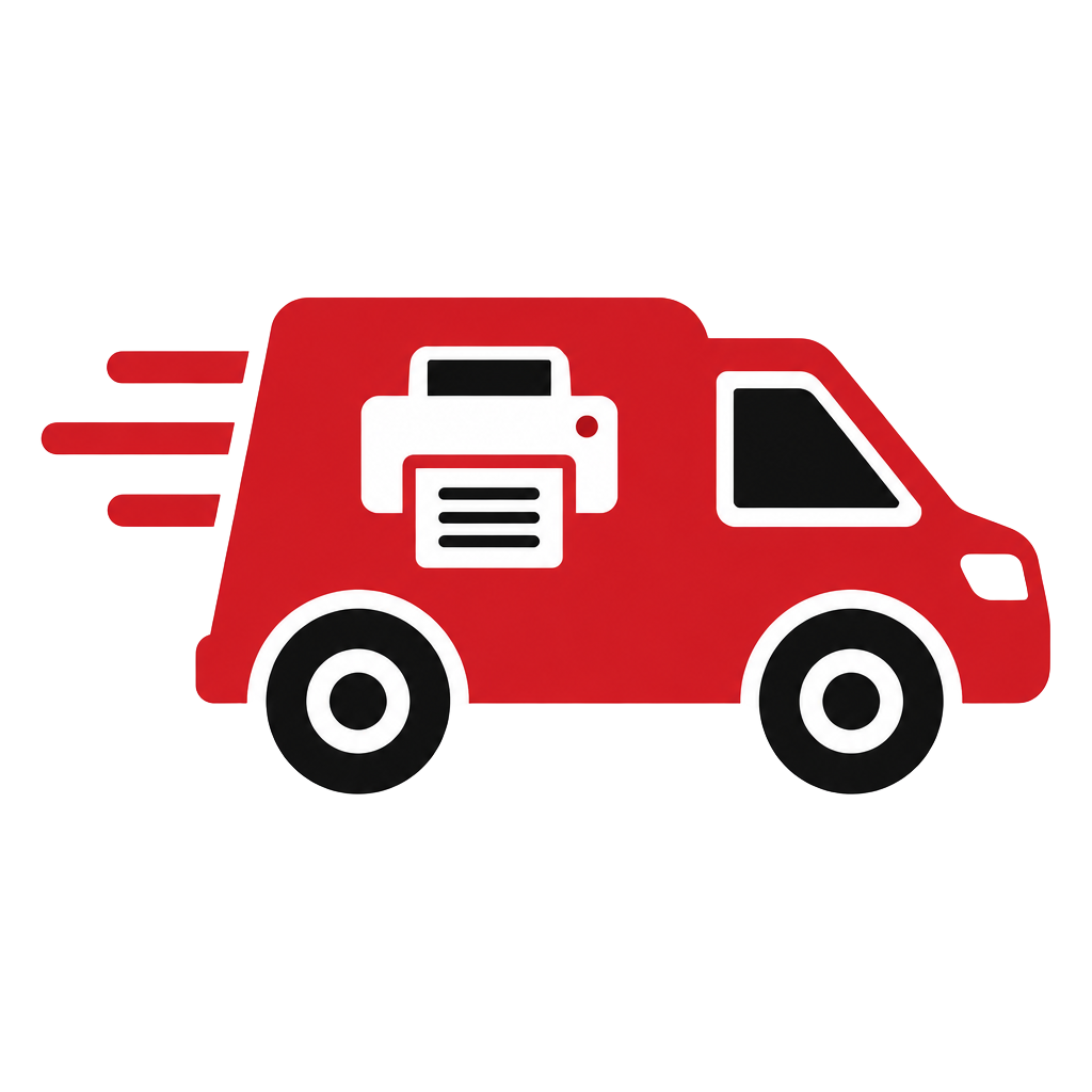 Delivery van with printer icon